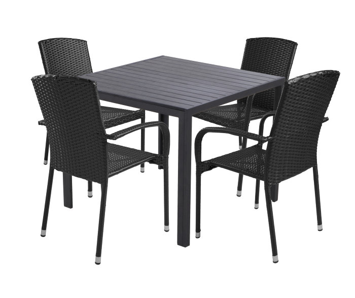 Hagebord Havanna 90x90 cm i aluminium og nonwood